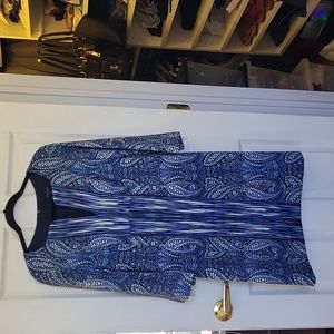 EUC Nanette Lepore Indigo Paisley Tunic dress 3/4 sleeve